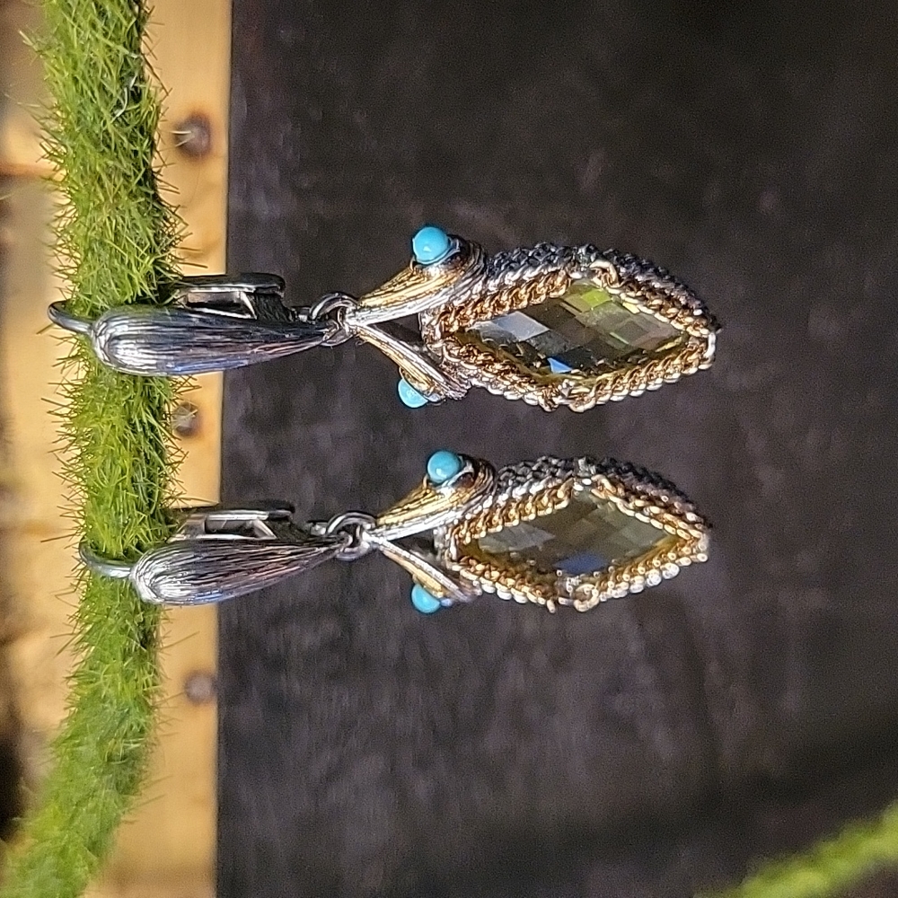 Vintage Precious Gem Dangle Earrings
